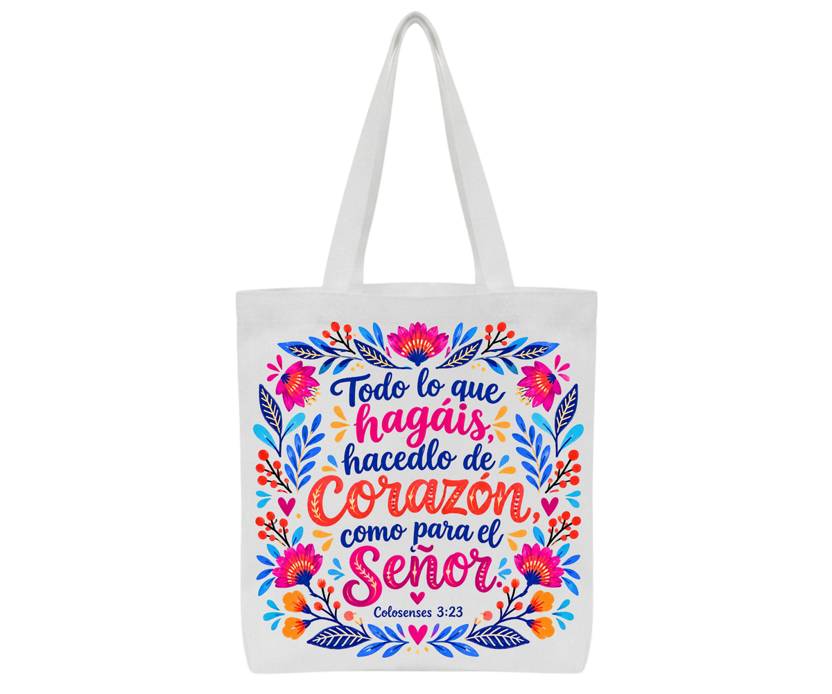 Vibrant Canvas Tote Bag- Spanish – Handcrafted Daily Carry