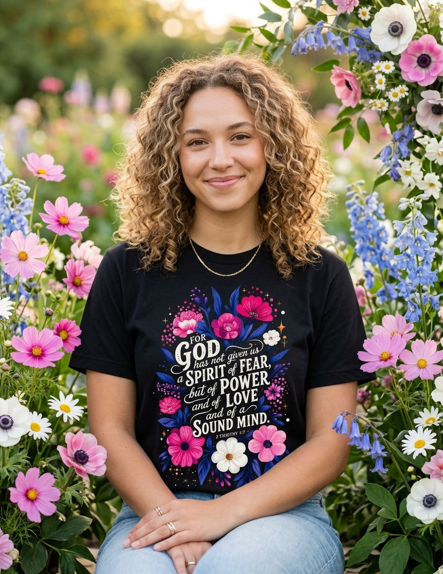 "2 Timothy 1:7" Cotton T-Shirt