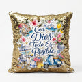 "Con Dios Todo es Posible" Sequin Throw Pillow Cover